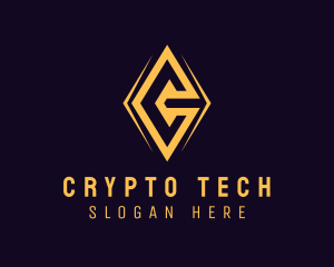 Gold Cryptocurrency Letter C logo design