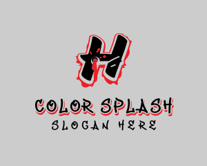 Splatter Graffiti Letter H logo