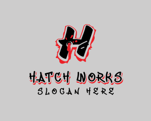 Splatter Graffiti Letter H logo design