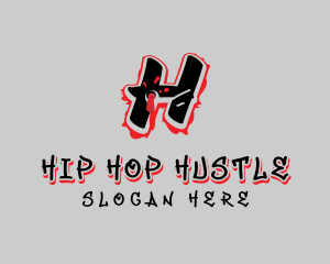 Splatter Graffiti Letter H logo design