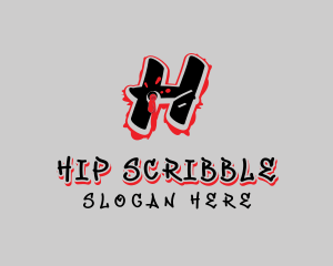 Splatter Graffiti Letter H logo design