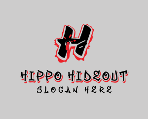 Splatter Graffiti Letter H logo design