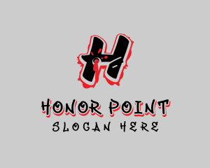 Splatter Graffiti Letter H logo design