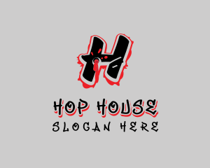 Splatter Graffiti Letter H logo design