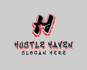 Splatter Graffiti Letter H logo design