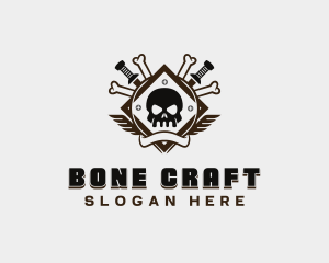 Sword Skull Wings logo design