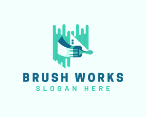 Paint Brush Home Renovation logo design