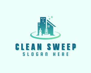 Sanitation Building Cleaning logo design