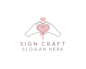 Heart Hand Sign logo design