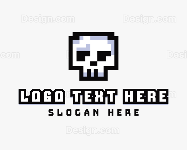 Pixel Skull Arcade Logo