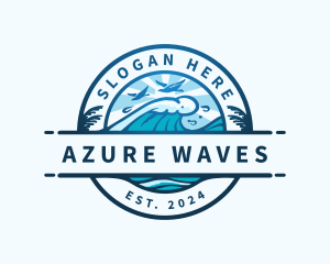 Wave Beach Ocean logo design