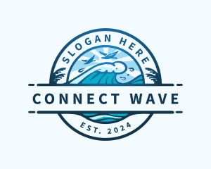 Wave Beach Ocean logo design