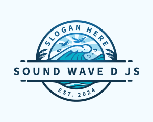 Wave Beach Ocean logo design