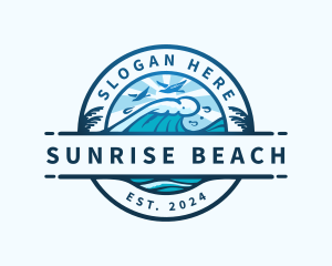 Wave Beach Ocean logo design