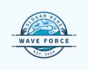 Wave Beach Ocean logo design