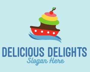 Colorful Cupcake Ship logo design