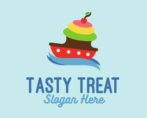 Colorful Cupcake Ship logo design