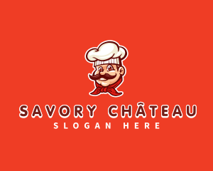 Mustache Chef Cook logo design