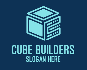 Blue Digital Cube logo design