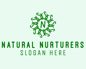 Organic Wreath Leaves Produce logo design