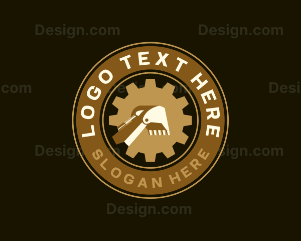 Excavator Cog Construction Logo