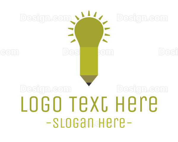 Pencil Light Bulb Logo