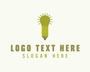 Pencil Light Bulb logo