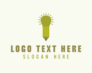 Pencil Light Bulb Logo