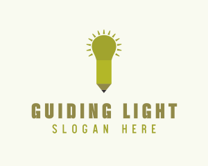 Pencil Light Bulb logo design