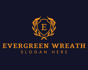  Shield Crest Wreath logo design