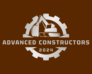 Construction Excavator Cogwheel logo design