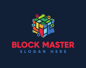 Colorful Locator Cube logo design