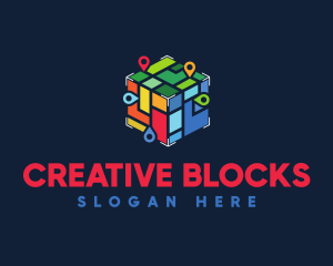 Colorful Locator Cube logo design