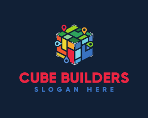 Colorful Locator Cube logo design