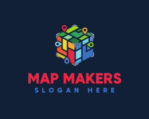 Colorful Locator Cube logo design