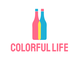 Colorful Wine Bottle  logo design