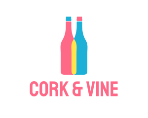 Colorful Wine Bottle  logo design