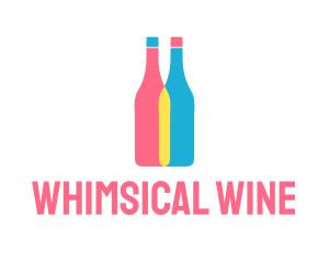 Colorful Wine Bottle  logo design