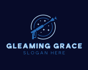 Pressure Washer Clean Sparkle logo design