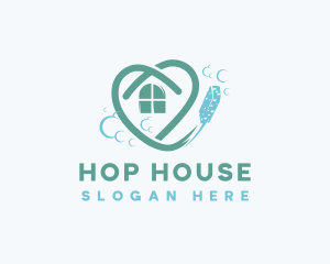 Heart House Cleaning Sponge logo design