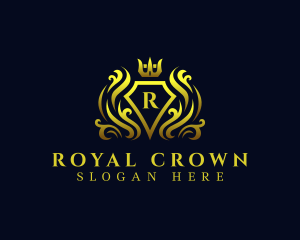 Fancy Crown Shield Royalty logo design