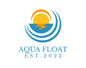 Aqua Beach Sunset  logo design