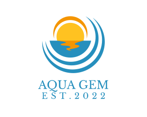 Aqua Beach Sunset  logo design