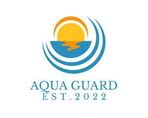 Aqua Beach Sunset  logo design