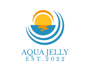 Aqua Beach Sunset  logo design