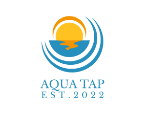 Aqua Beach Sunset  logo design