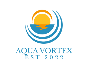 Aqua Beach Sunset  logo design