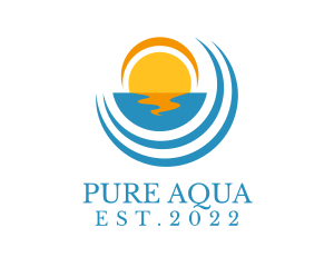 Aqua Beach Sunset  logo design