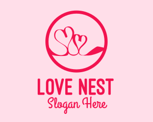 Pink Twin Hearts  logo design