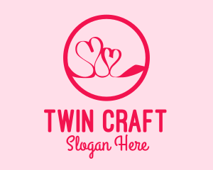 Pink Twin Hearts  logo design